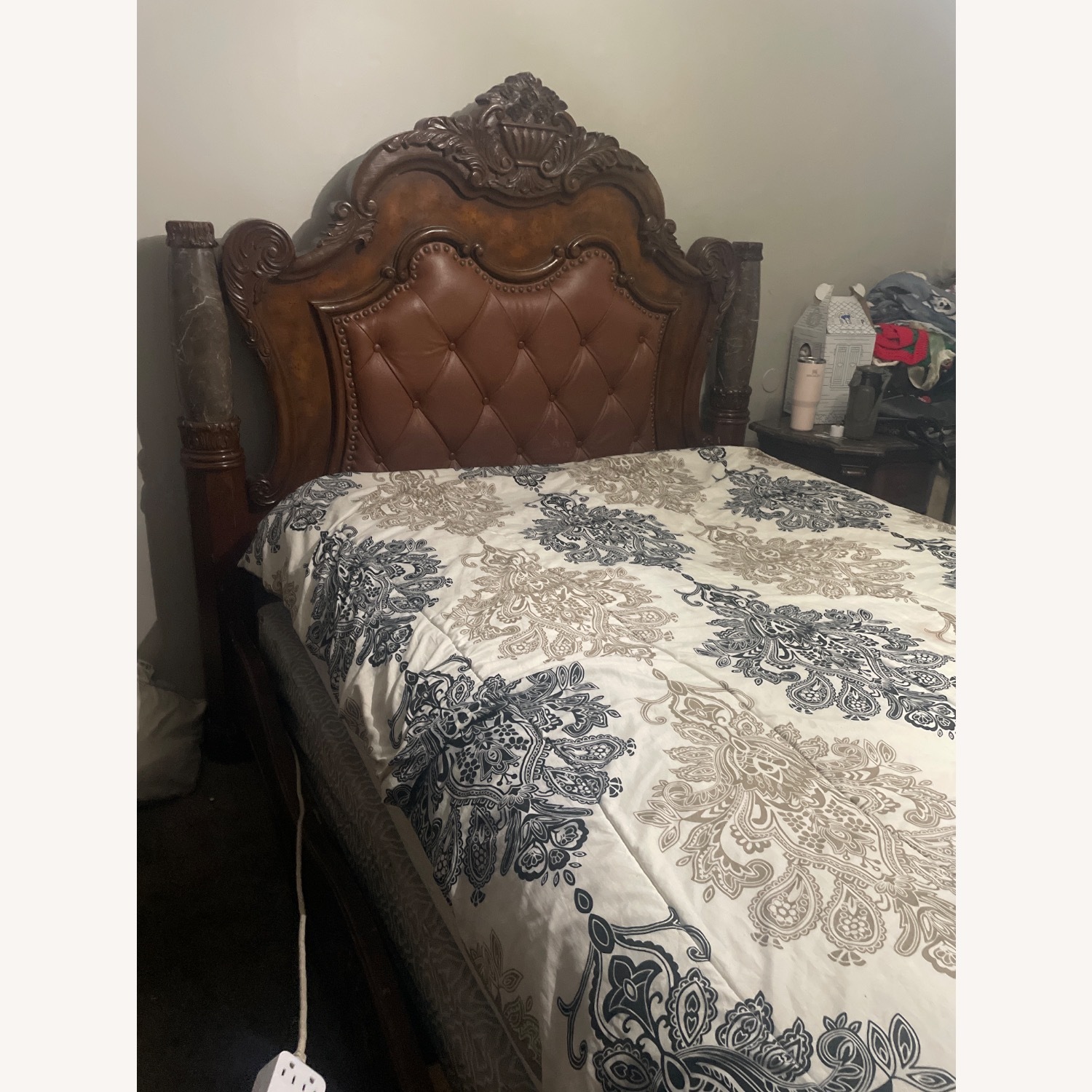 Brown Marble Queen Size Bed  - image-3