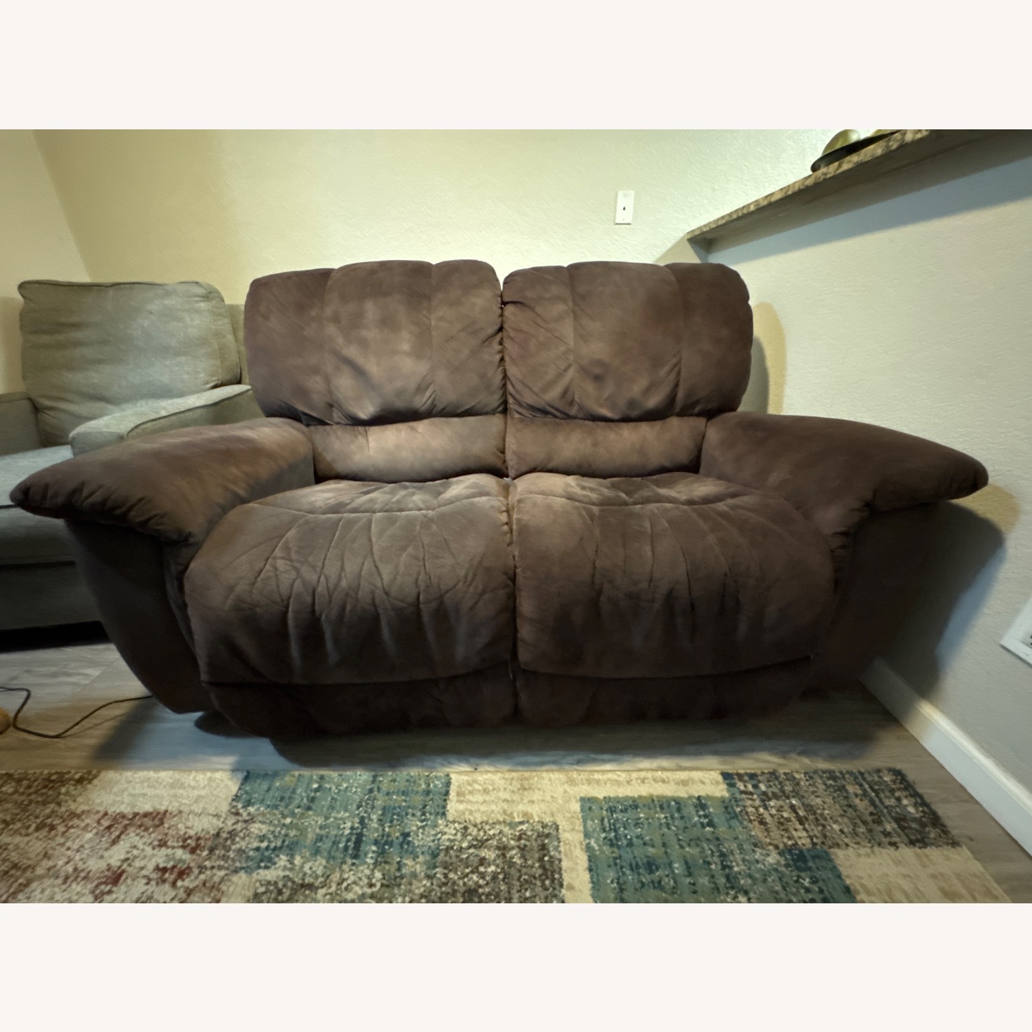 Dark Brown Fabric 2 Piece Sectional - image-2
