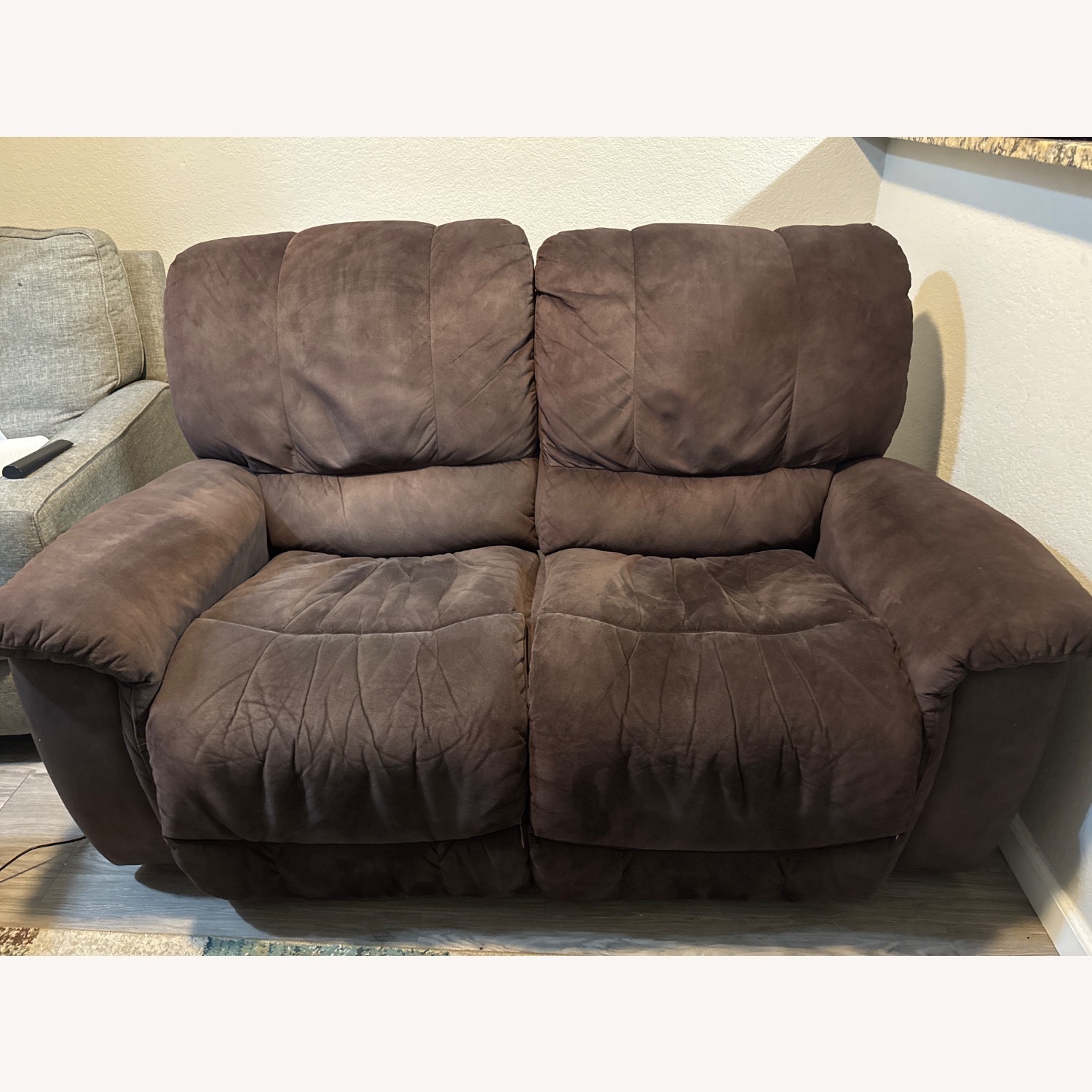 Dark Brown Fabric 2 Piece Sectional - image-1