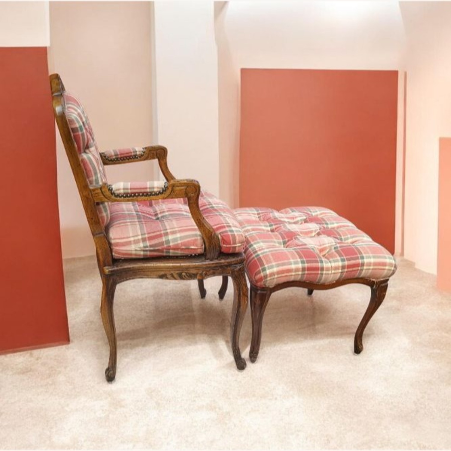 Vintage Walnut French Provincial Armchair - image-2