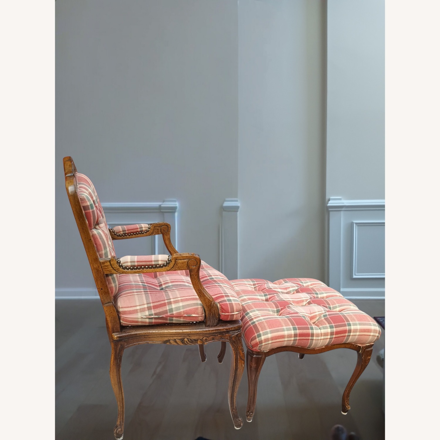 Vintage Walnut French Provincial Armchair - image-11