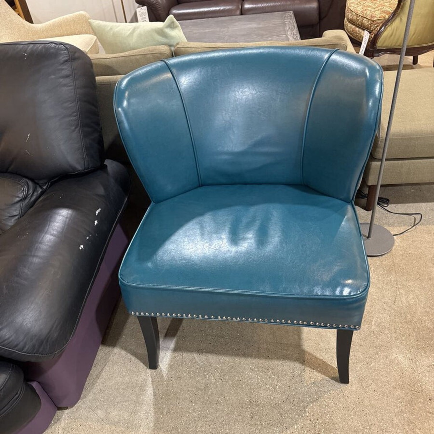 Hilton Faux Leather Armless Accent Chair - image-2