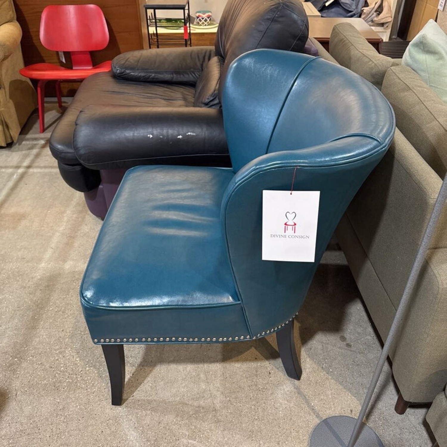 Hilton Faux Leather Armless Accent Chair - image-4