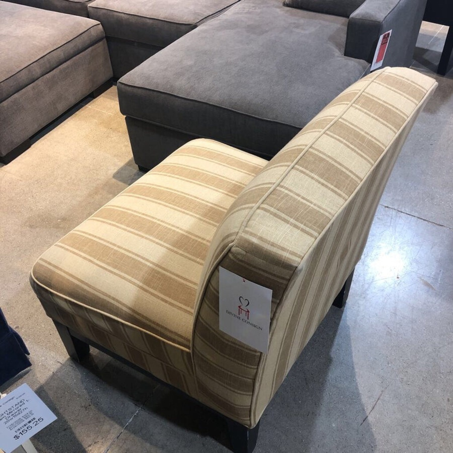 Upholstered Armless Striped Accent Chair - image-3
