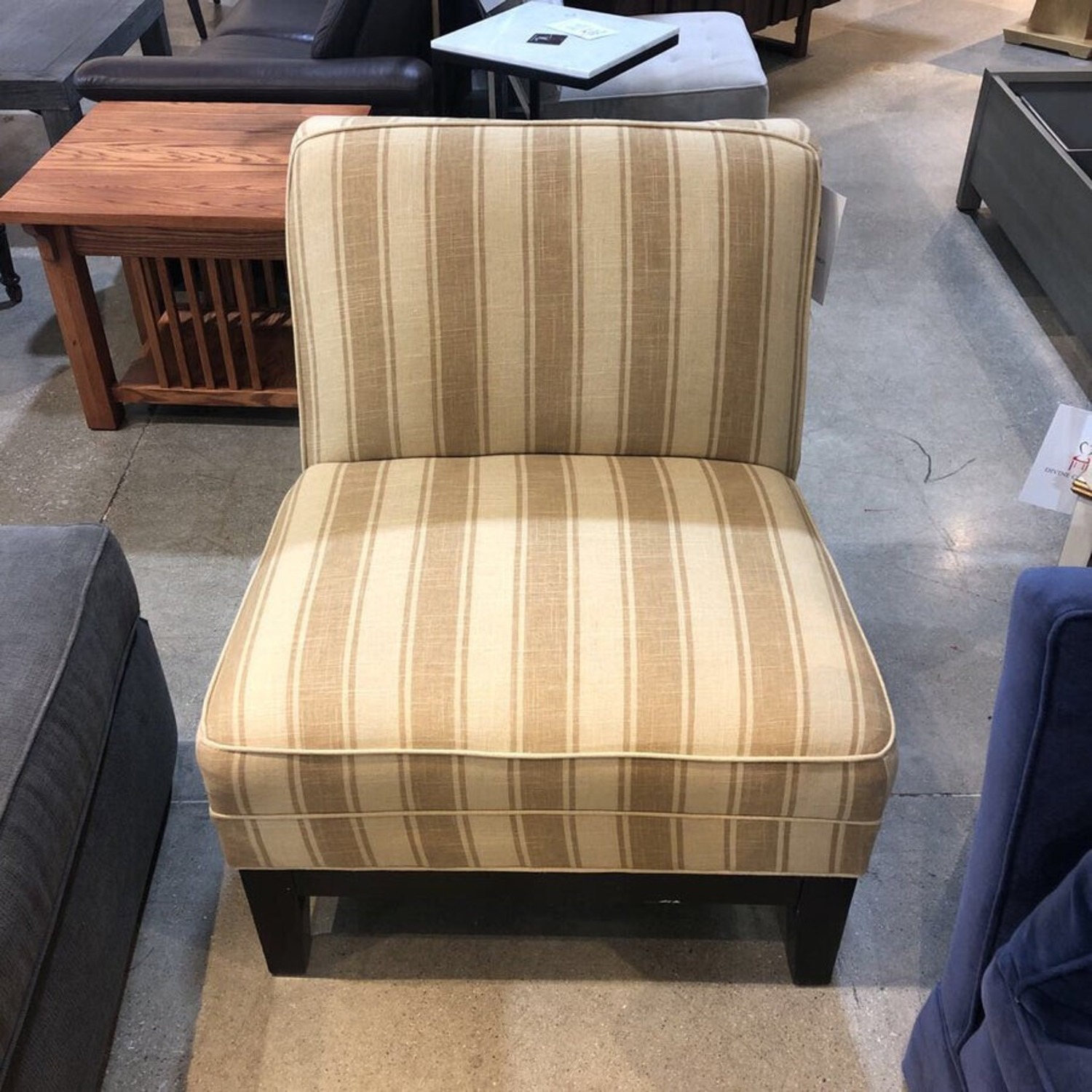 Upholstered Armless Striped Accent Chair - image-1