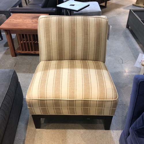 Used Upholstered Armless Striped Accent Chair for sale on AptDeco