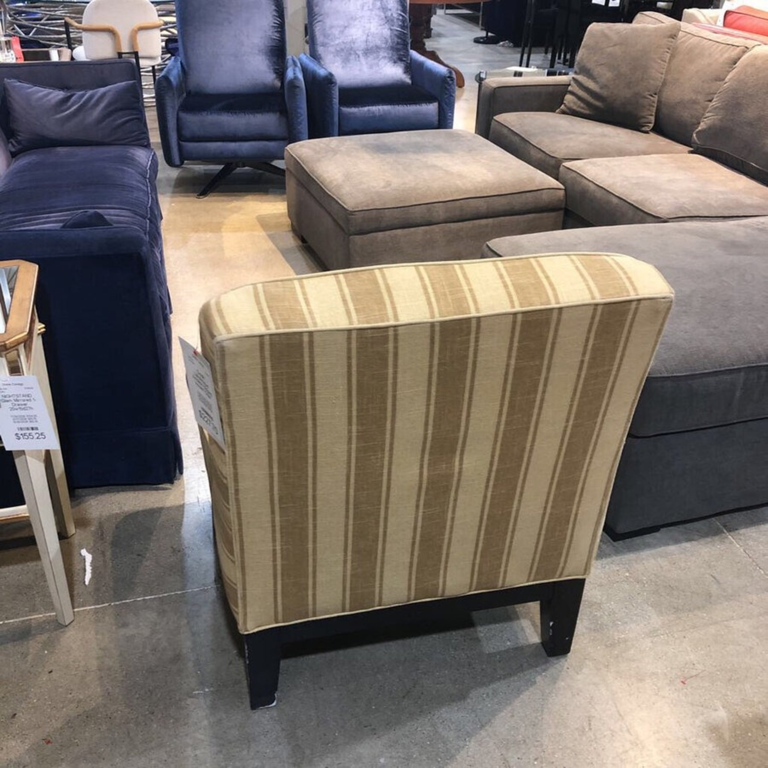Upholstered Armless Striped Accent Chair - image-2