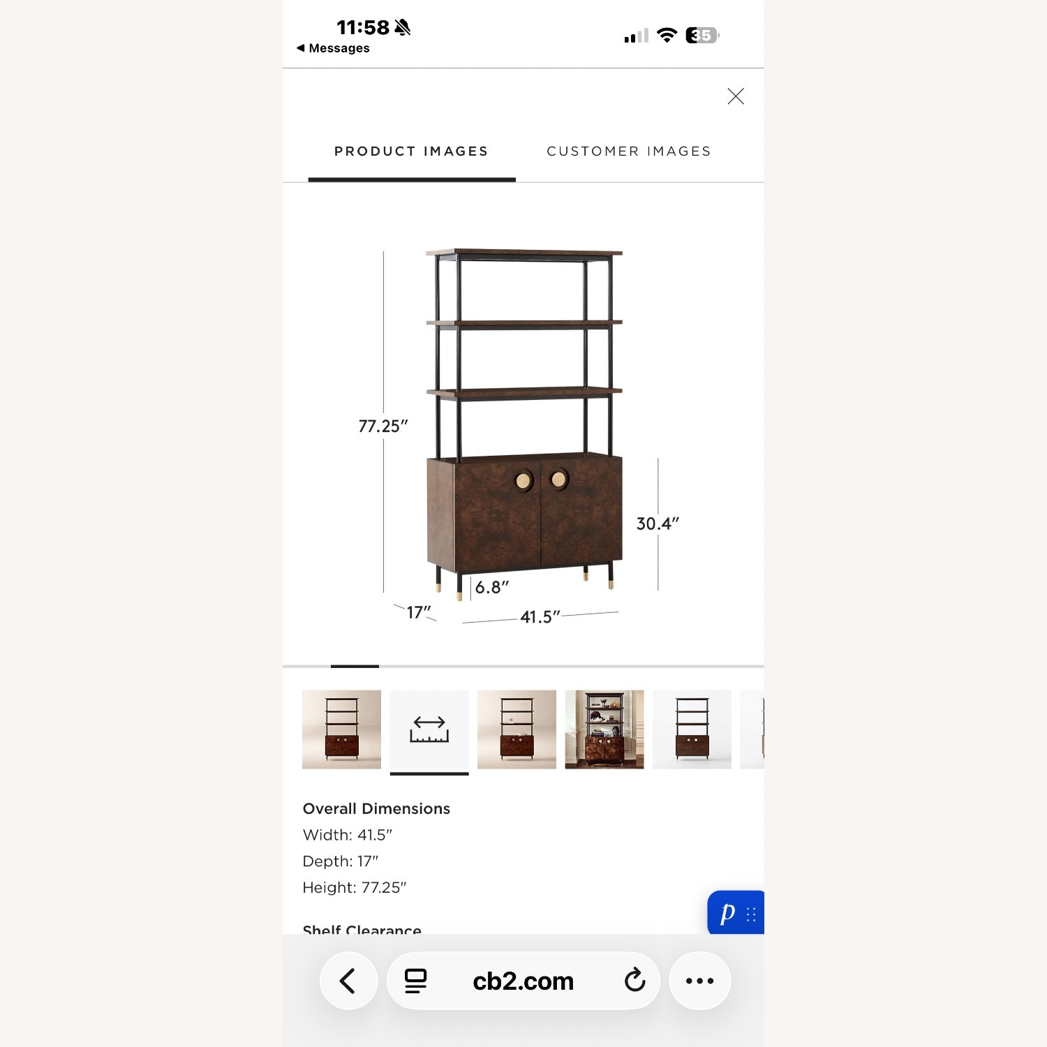 CB2 Carbon Brown Burl Wood Bookshelf - image-2