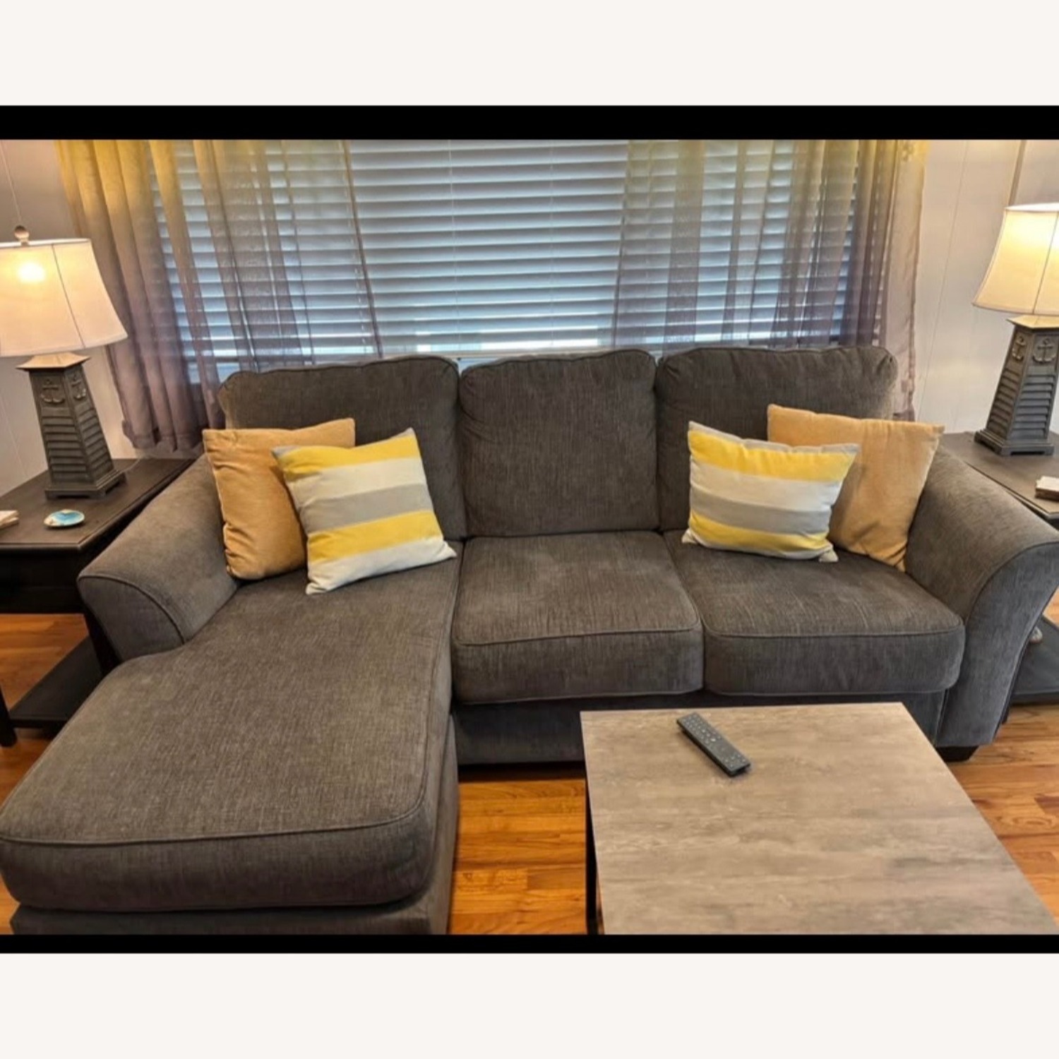 Dark Gray Fabric 3+ Seater Sofa - image-3
