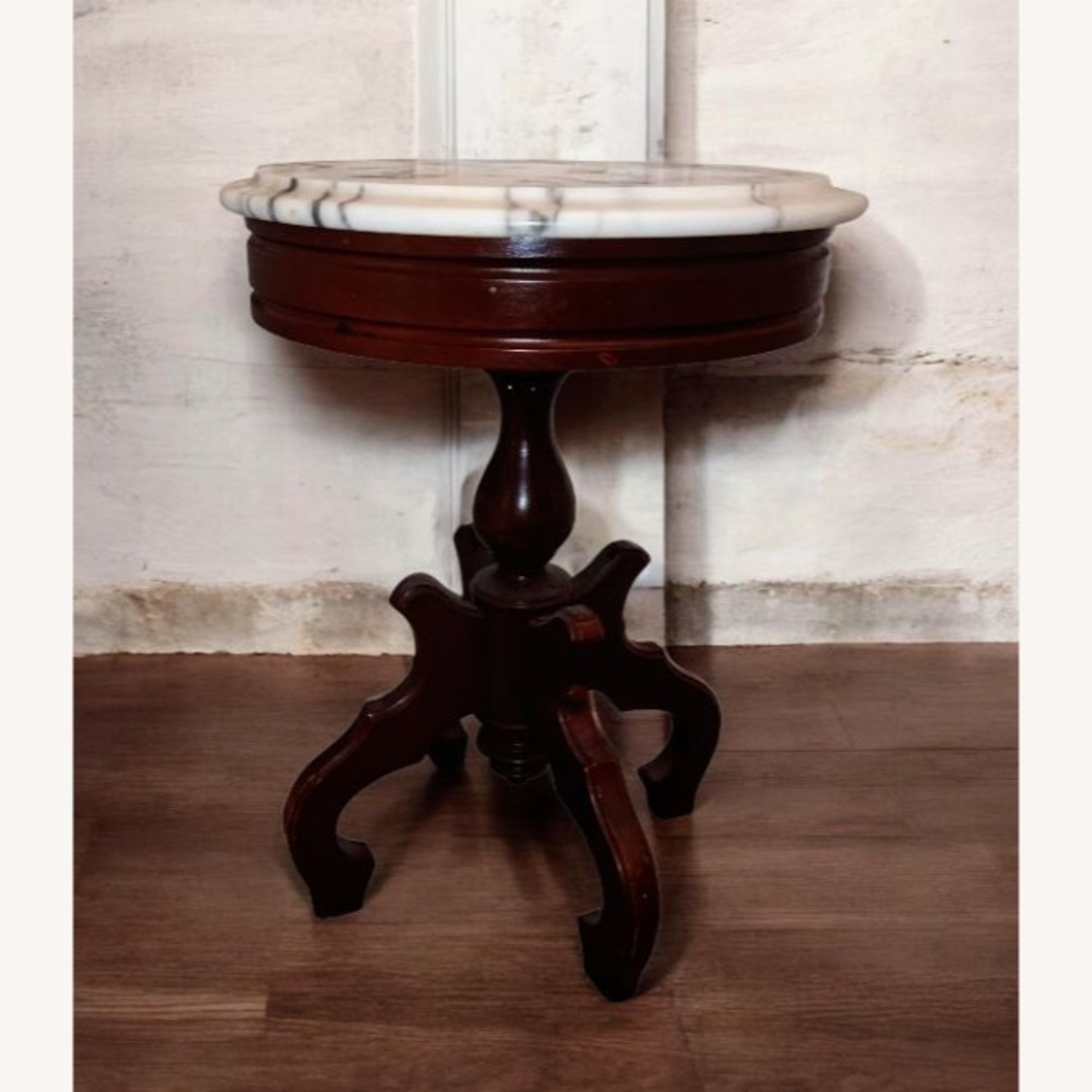 Vintage/Antique Finds White Marble Side Table - image-2