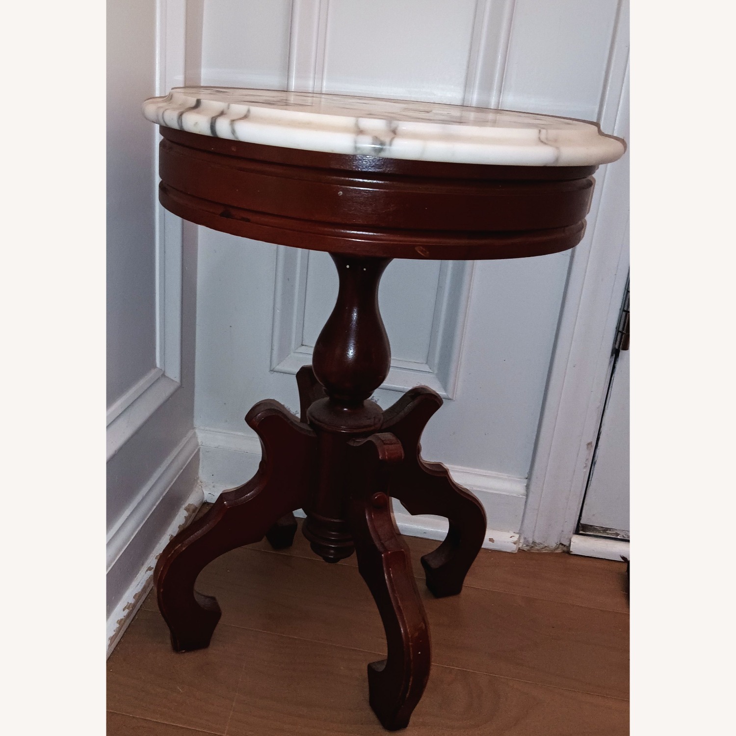 Vintage/Antique Finds White Marble Side Table - image-3