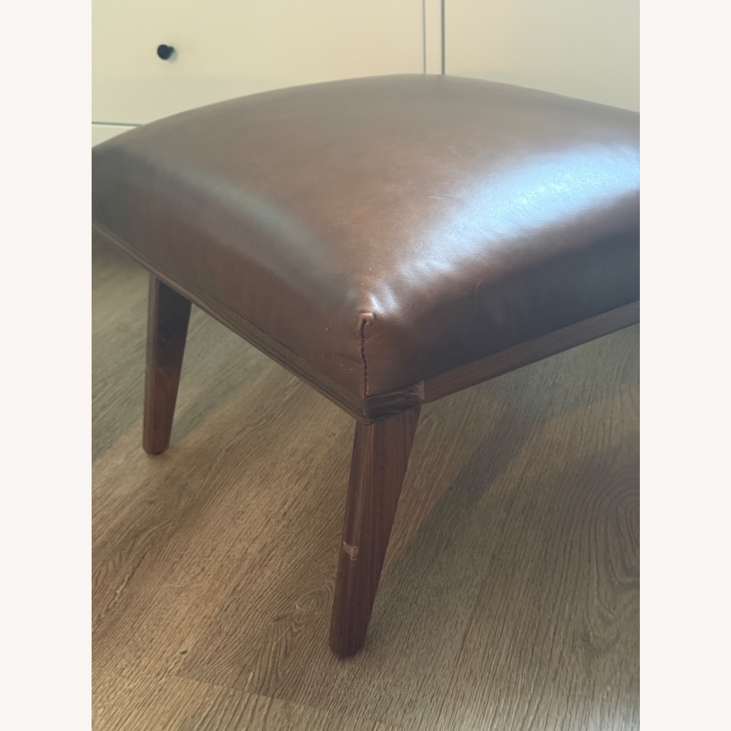 Set of Cavett Leather Ottomans Walnut - image-3
