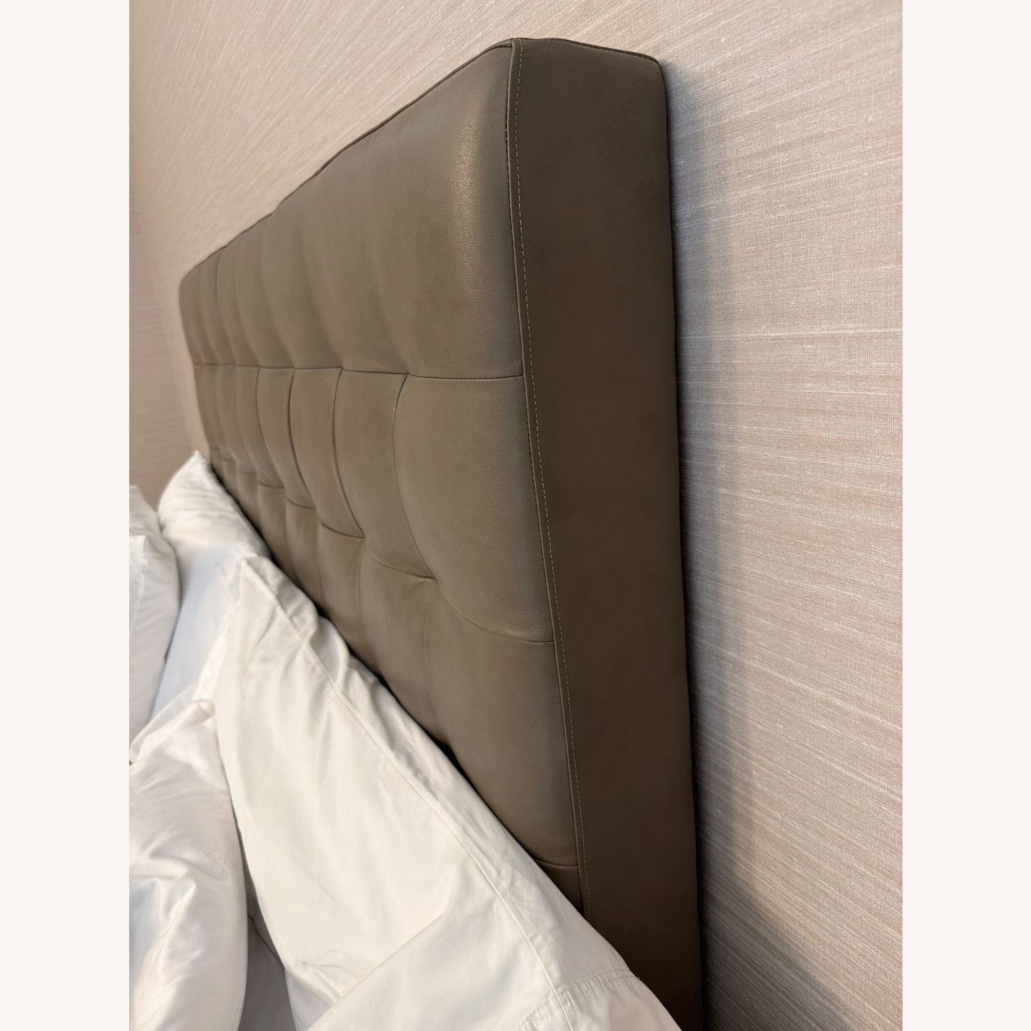 West Elm Grid Tufted Tall Leather Headboard Queen - image-4