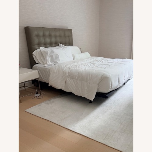 Used West Elm Grid Tufted Tall Leather Headboard Queen for sale on AptDeco