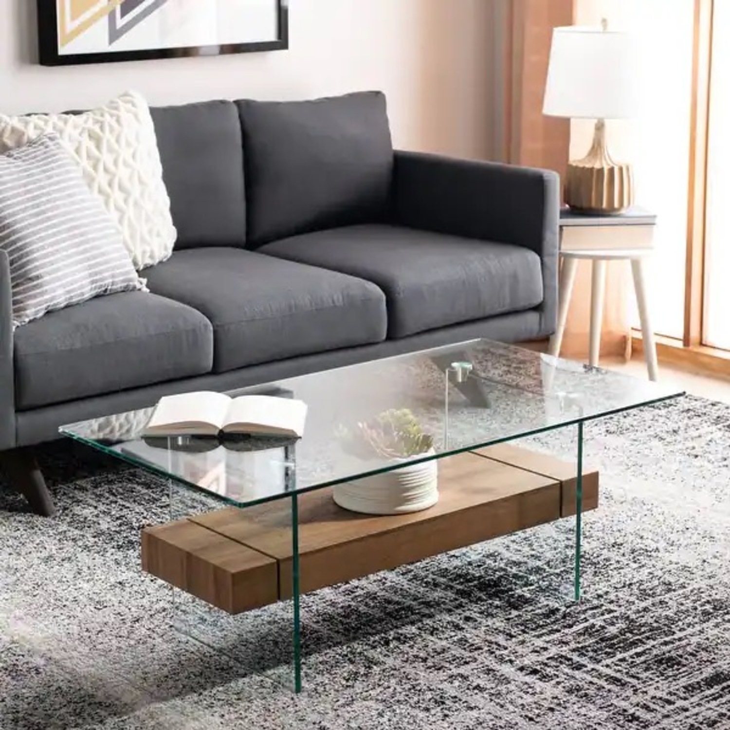 Safavieh Kayley Dark Brown Glass Coffee Table - image-1