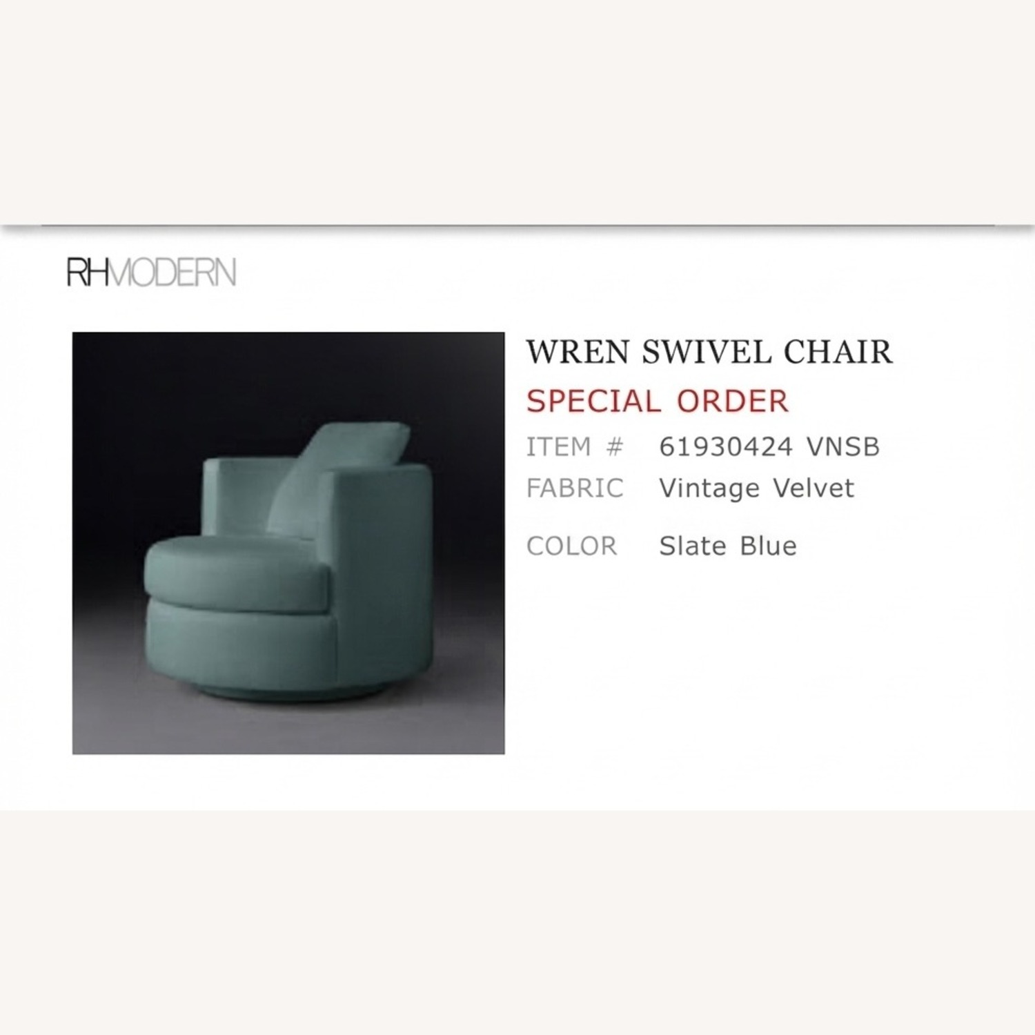 Restoration Hardware Blue Velvet Armchair - image-3