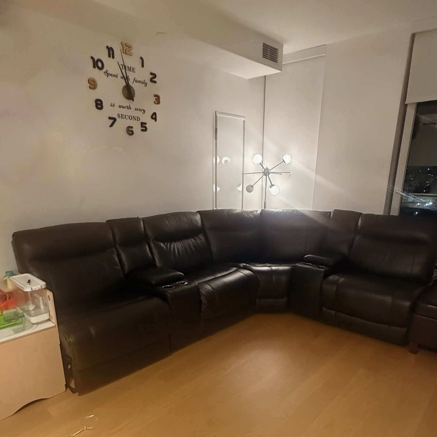 Leather Reclining (x3) Sectional - image-1