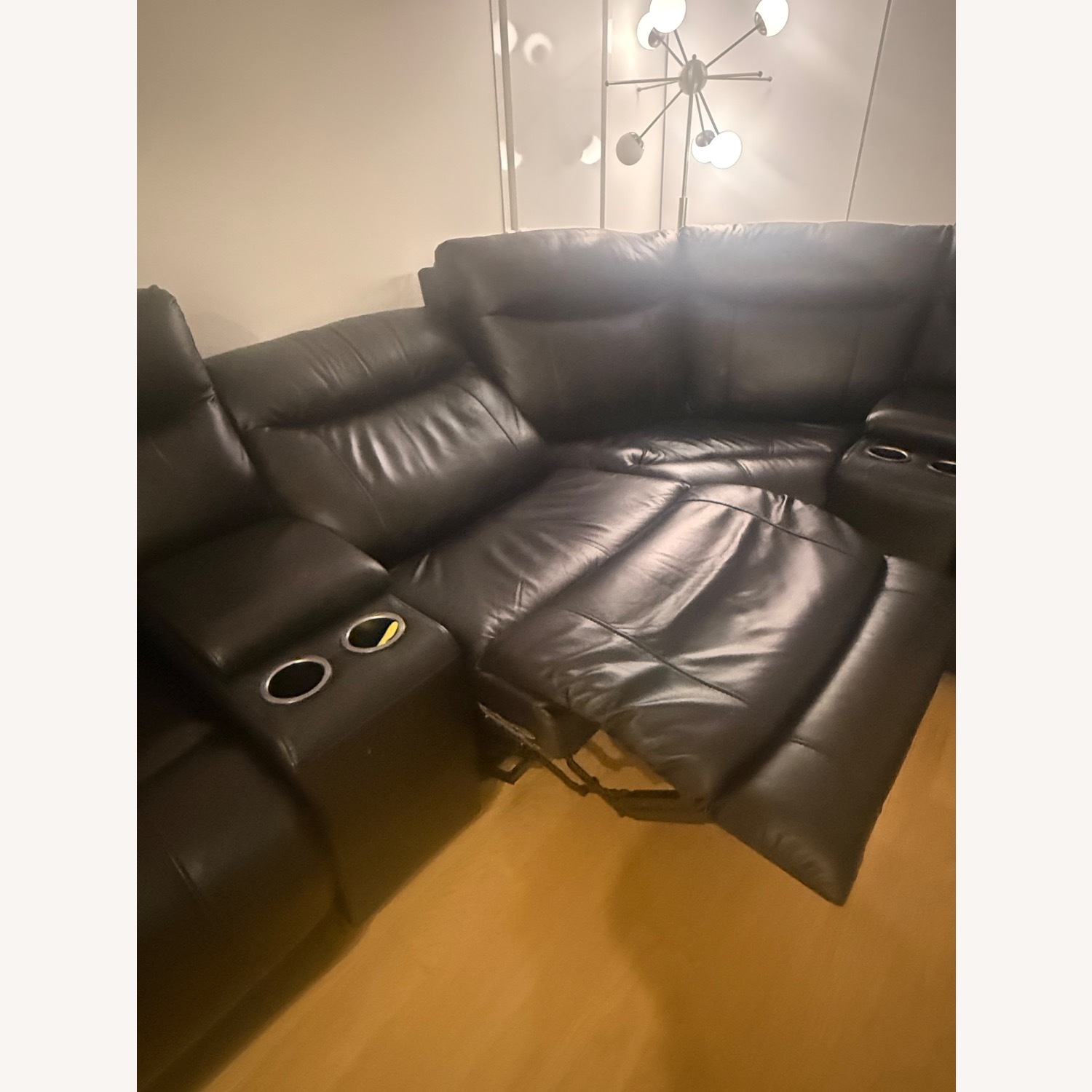 Leather Reclining (x3) Sectional - image-2