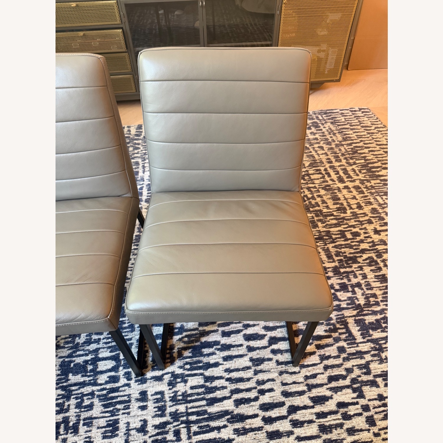 Crate & Barrel Channel Leather Dining Chairs - image-5