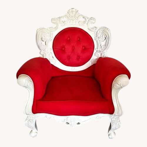 Used Royal Throne Chair Red Suede & White Frame for sale on AptDeco