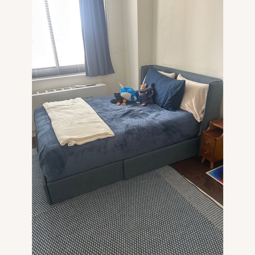 Used Crate&kids Blue Upholstered Kids Full Storage Bed for sale on AptDeco