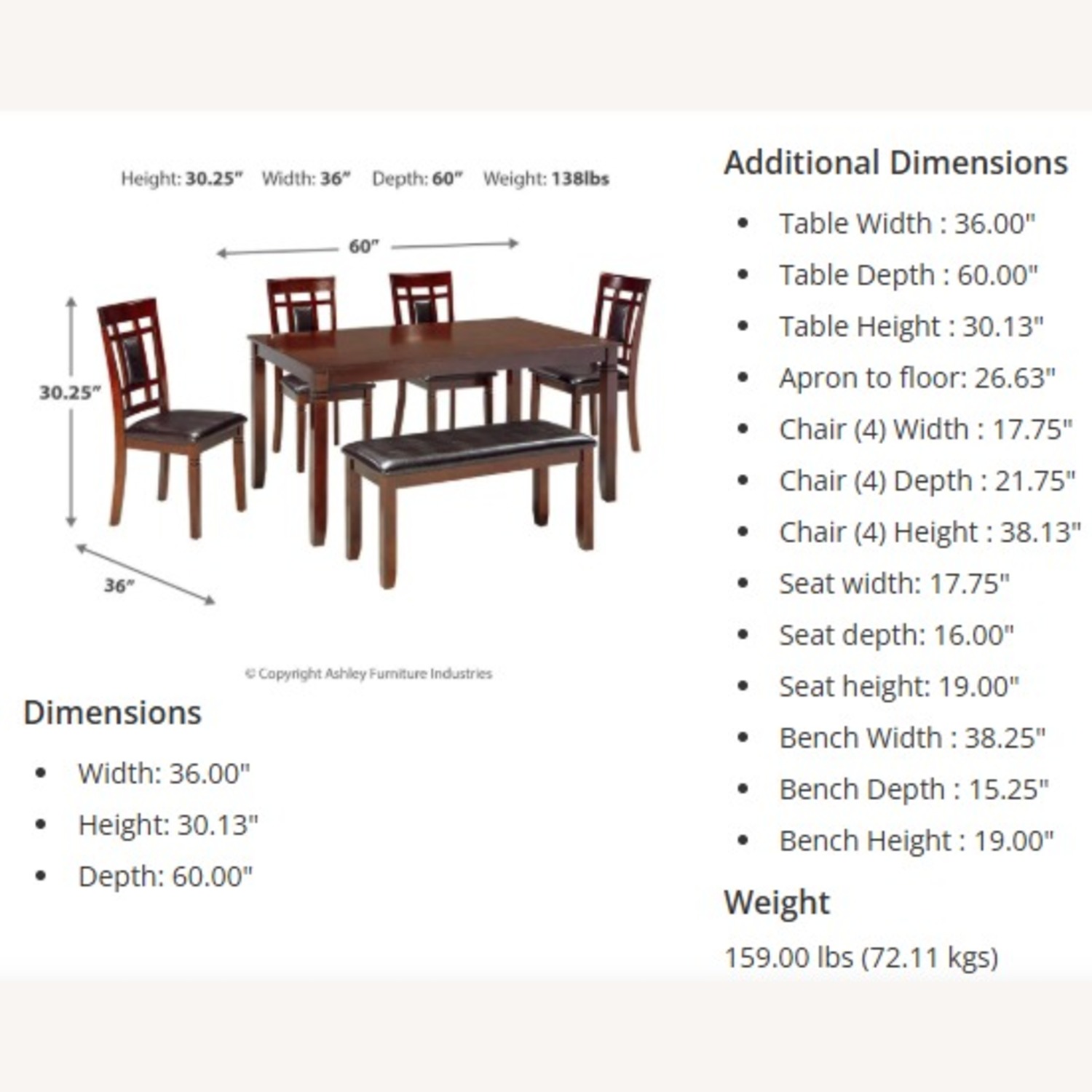 Ashley Furniture Dark Brown Wood Dining Table Set - image-1