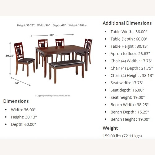 Used Ashley Furniture Dark Brown Wood Dining Table Set for sale on AptDeco