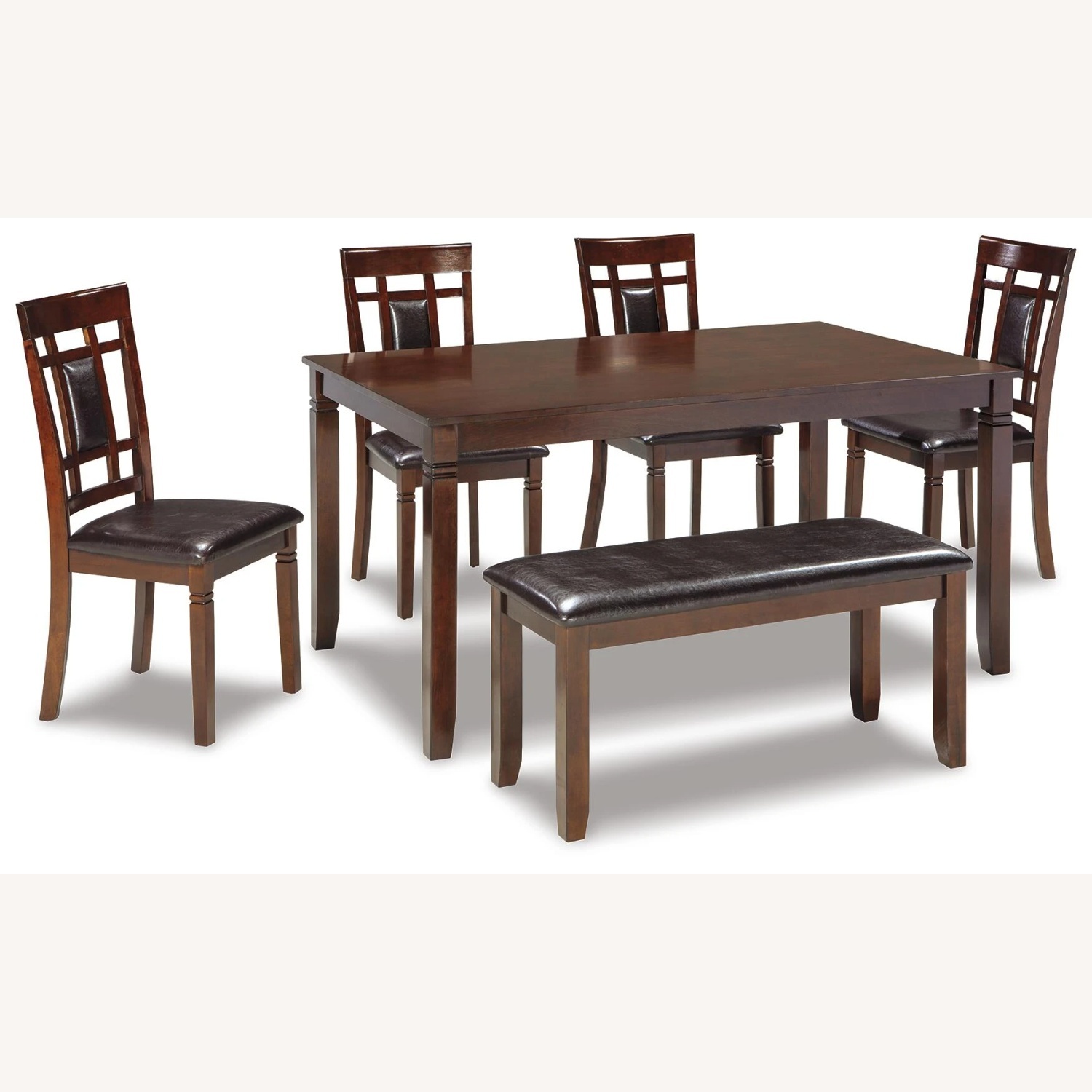 Ashley Furniture Dark Brown Wood Dining Table Set - image-5