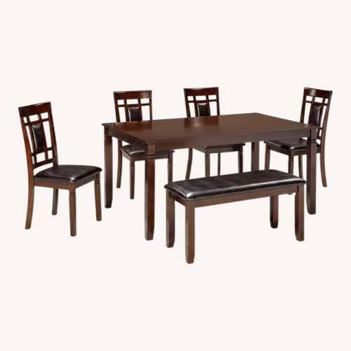 Used Ashley Furniture Dark Brown Wood Dining Table Set for sale on AptDeco