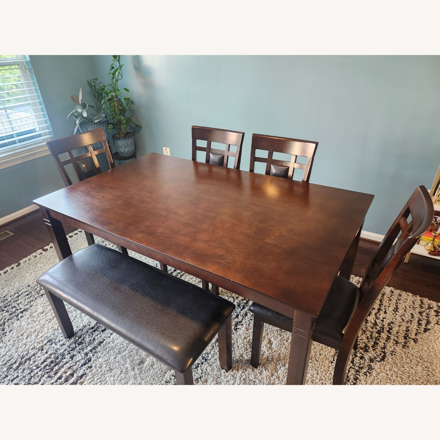 Ashley Furniture Dark Brown Wood Dining Table Set - image-2