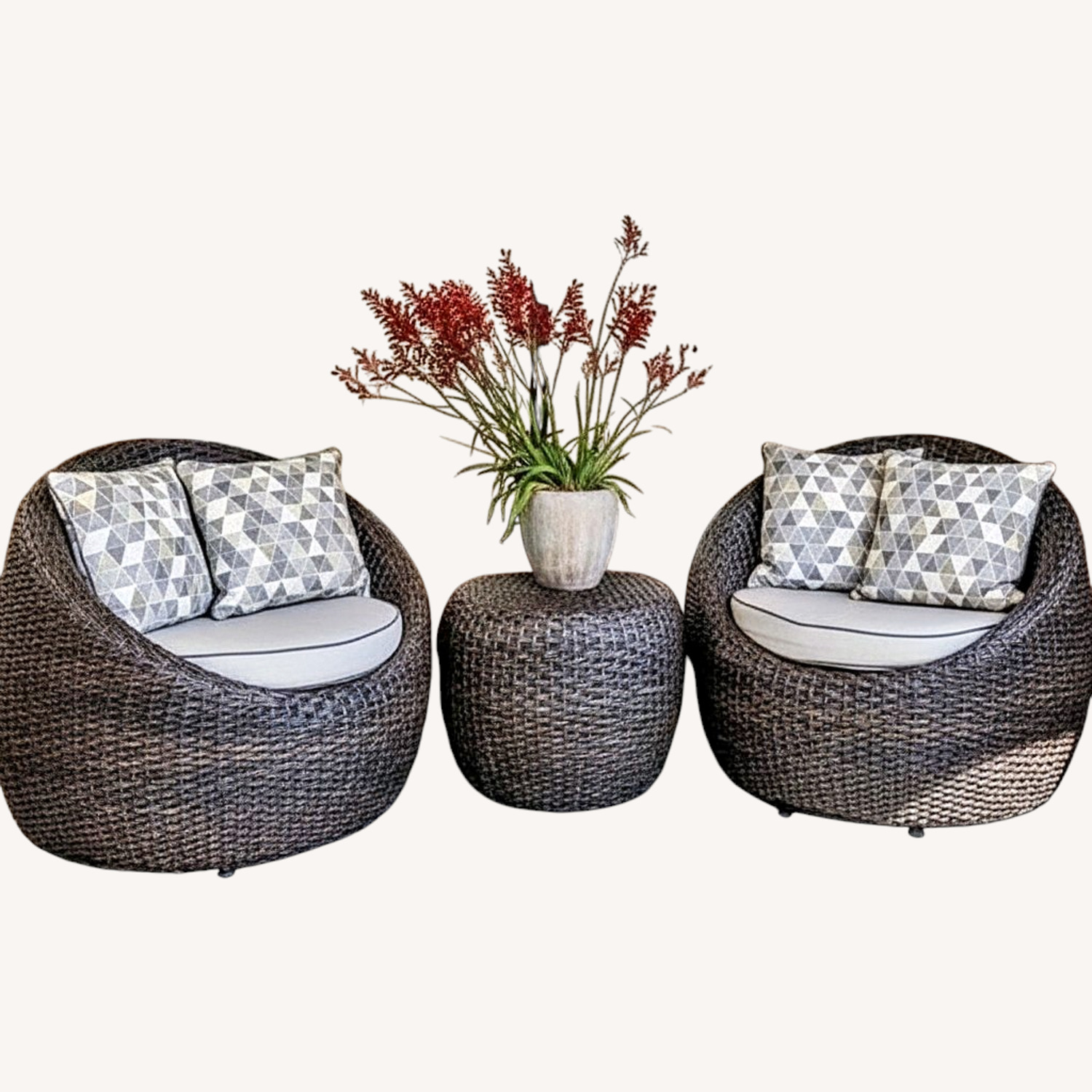 Outdoor Swivel Chair Set + Table - image-0
