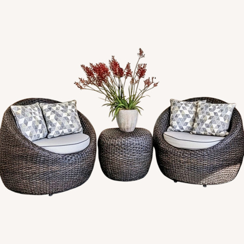 Used Outdoor Swivel Chair Set + Table for sale on AptDeco