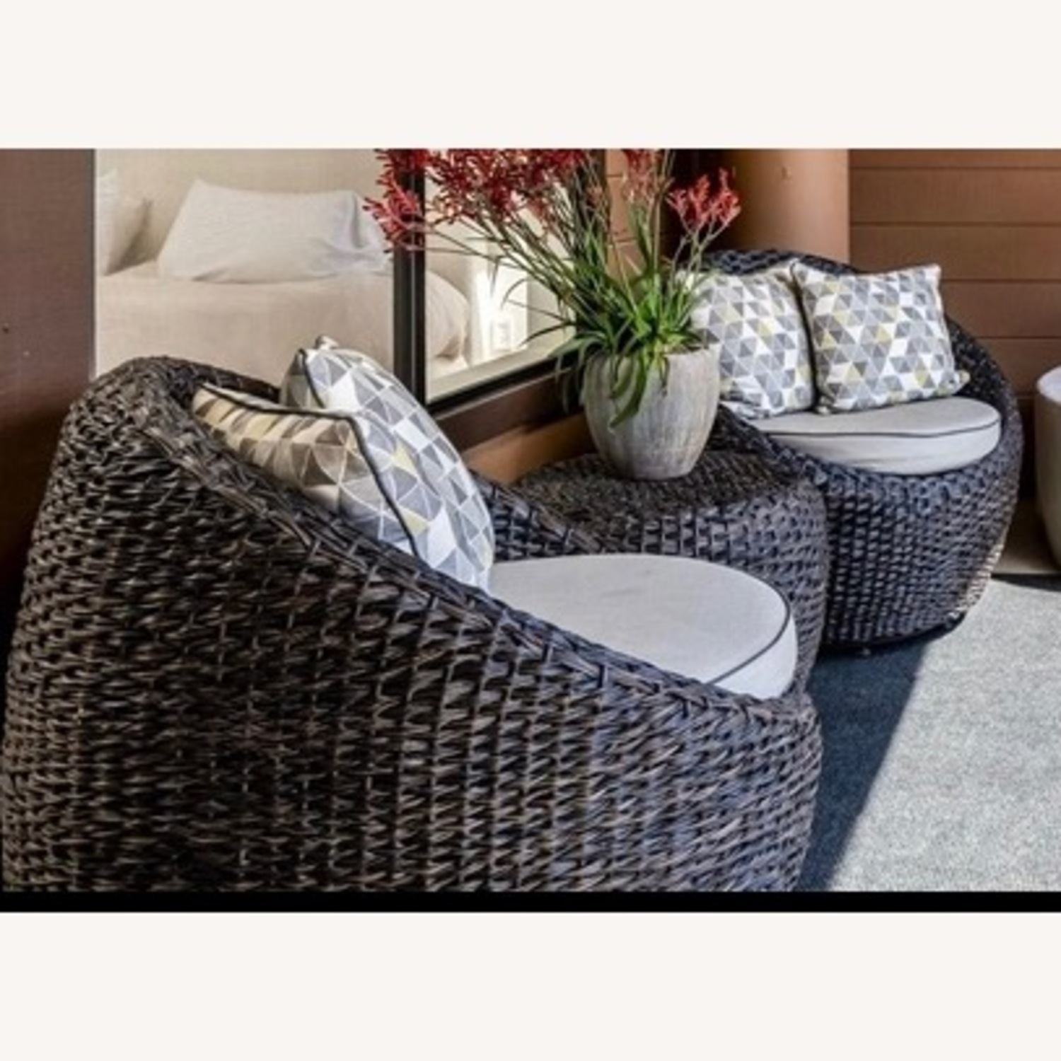 Outdoor Swivel Chair Set + Table - image-1