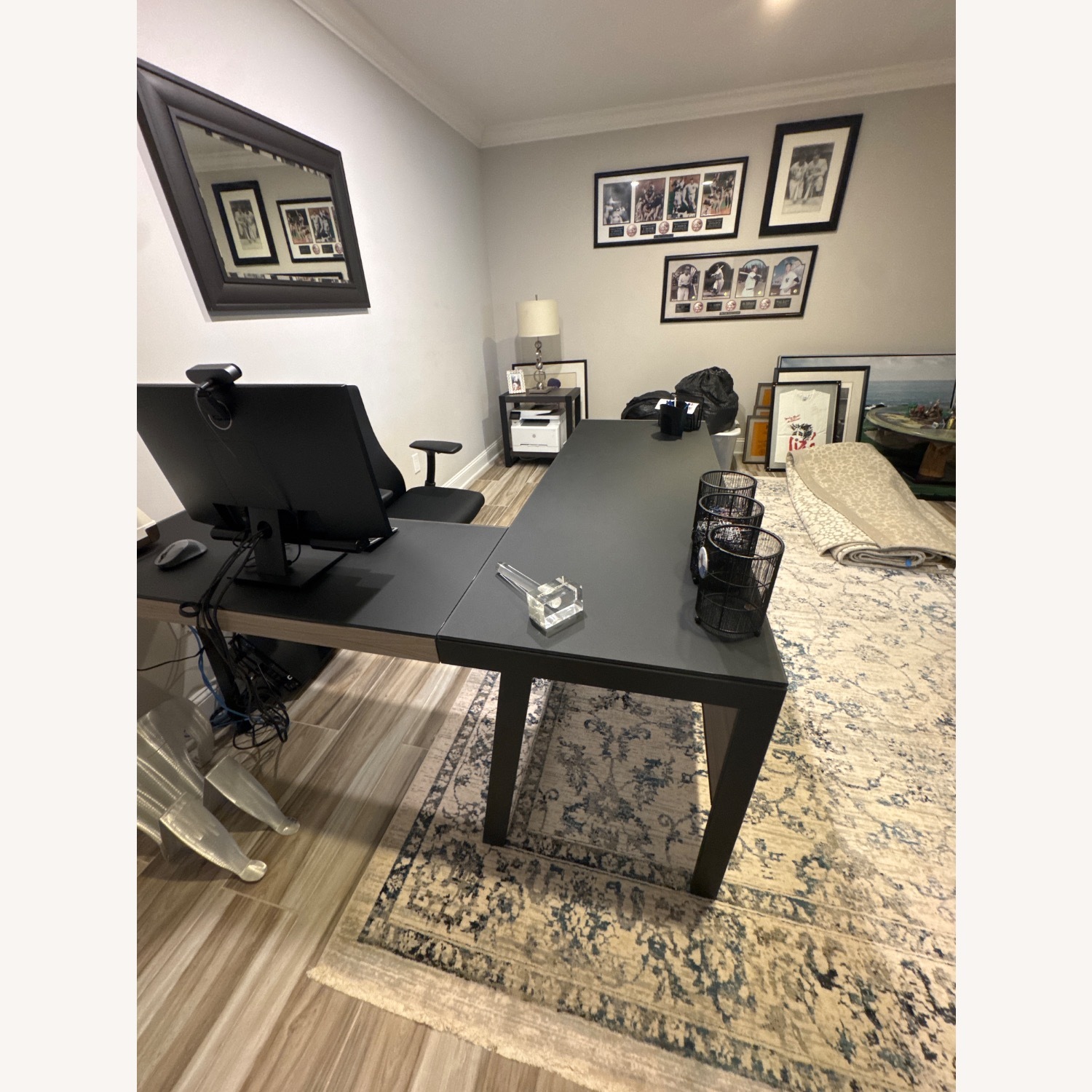 BDI Furniture Light Brown Desk / Black Glass Top - image-5