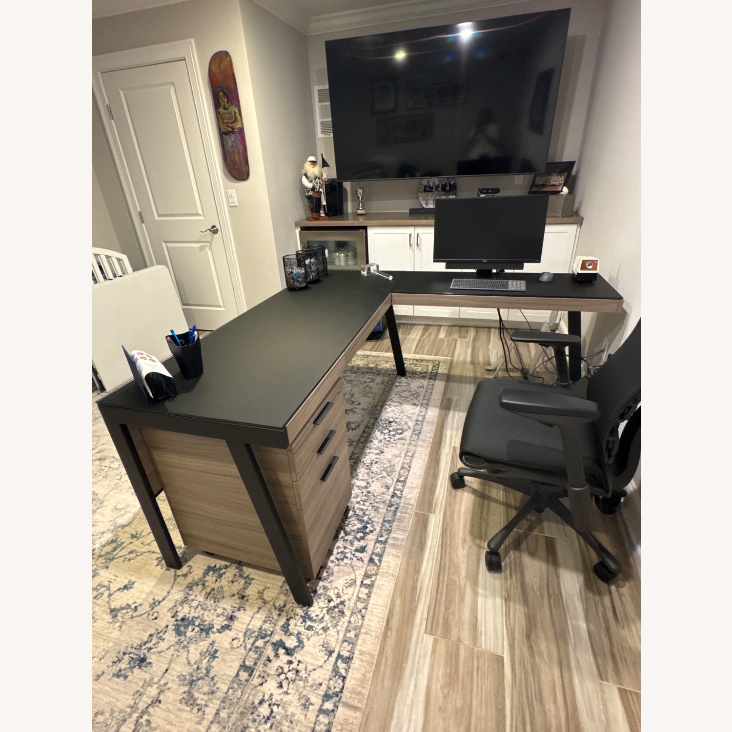 BDI Furniture Light Brown Desk / Black Glass Top - image-4