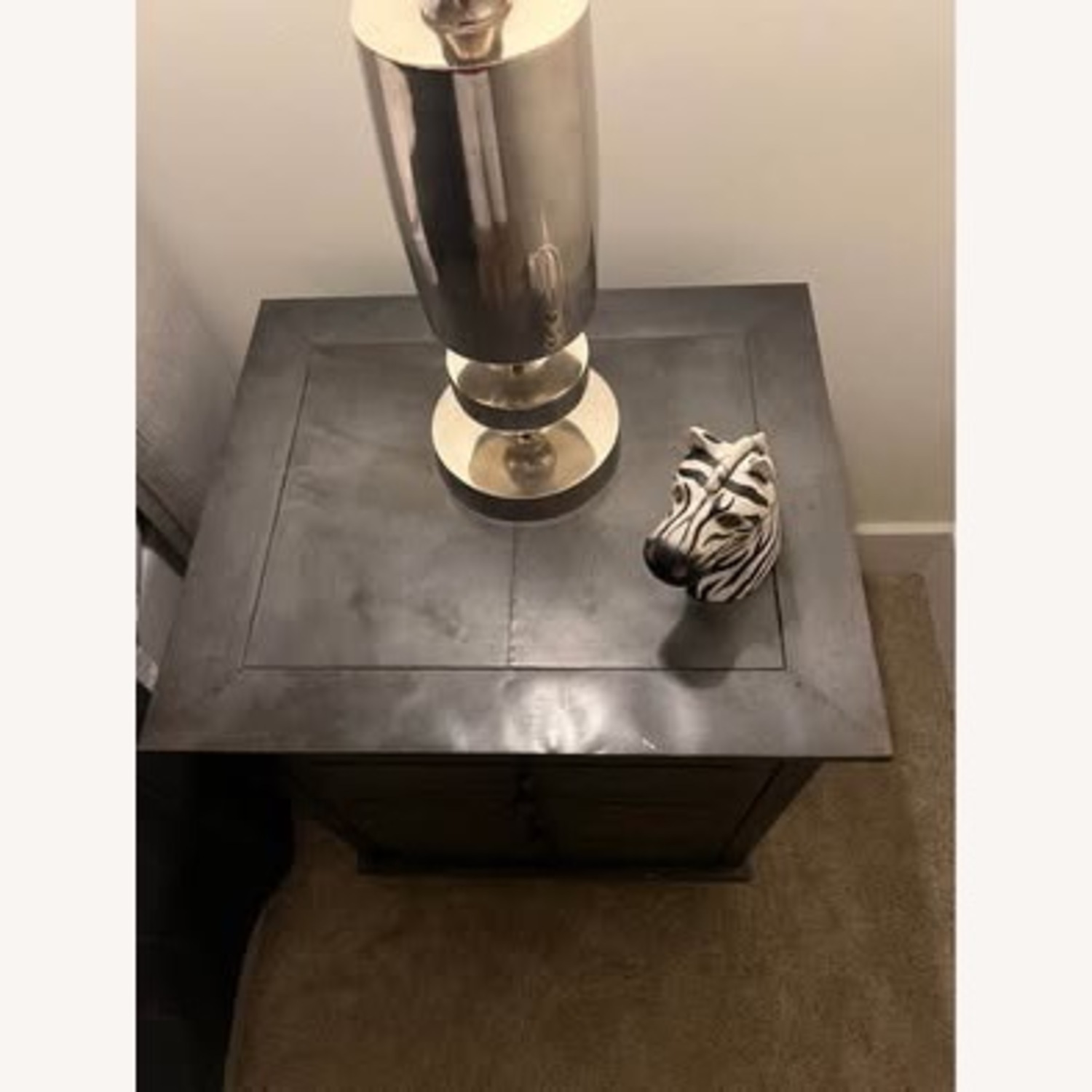 Pair of Restoration Hardware Annecy Zinc Wrapped 3-Drawer Nightstands - image-3