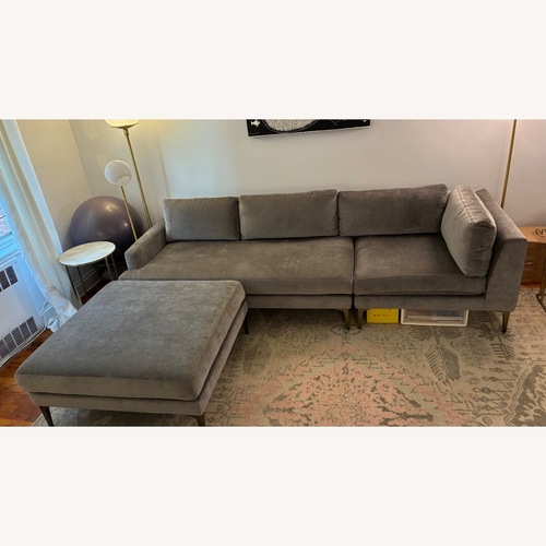 Used West Elm Andes Dark Grey Velvet 3-Piece Sectional for sale on AptDeco