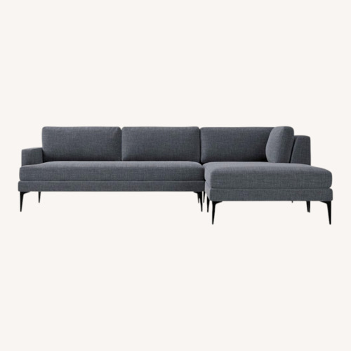 Used West Elm Andes Dark Grey Velvet 3-Piece Sectional for sale on AptDeco