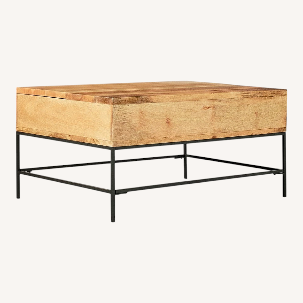 Image of West Elm Solid Wood Coffee Table With Storage