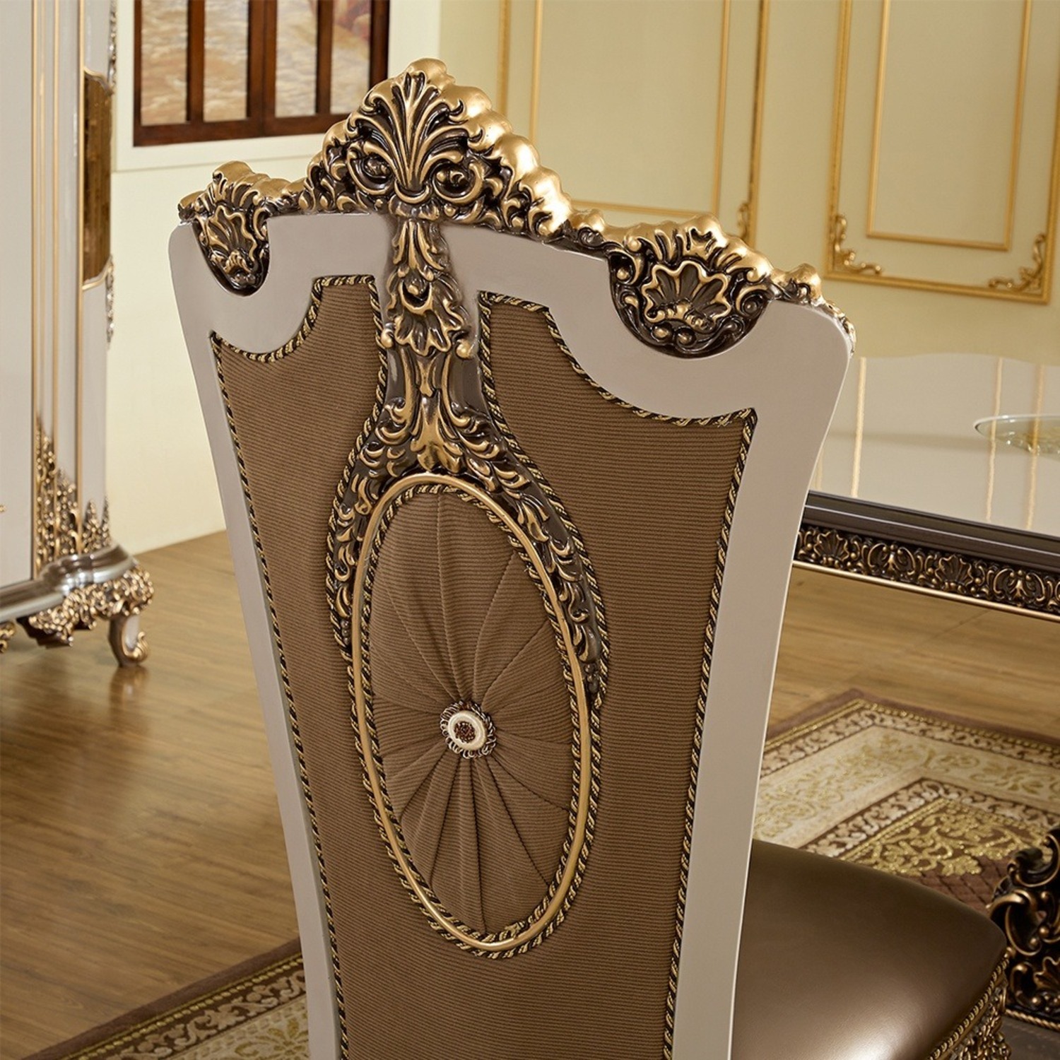 HD-1881 7PC Gold & White Dining Set - image-4