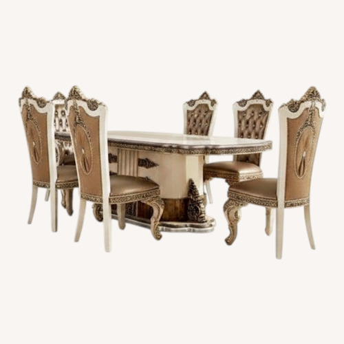 Used HD-1881 7PC Gold & White Dining Set for sale on AptDeco