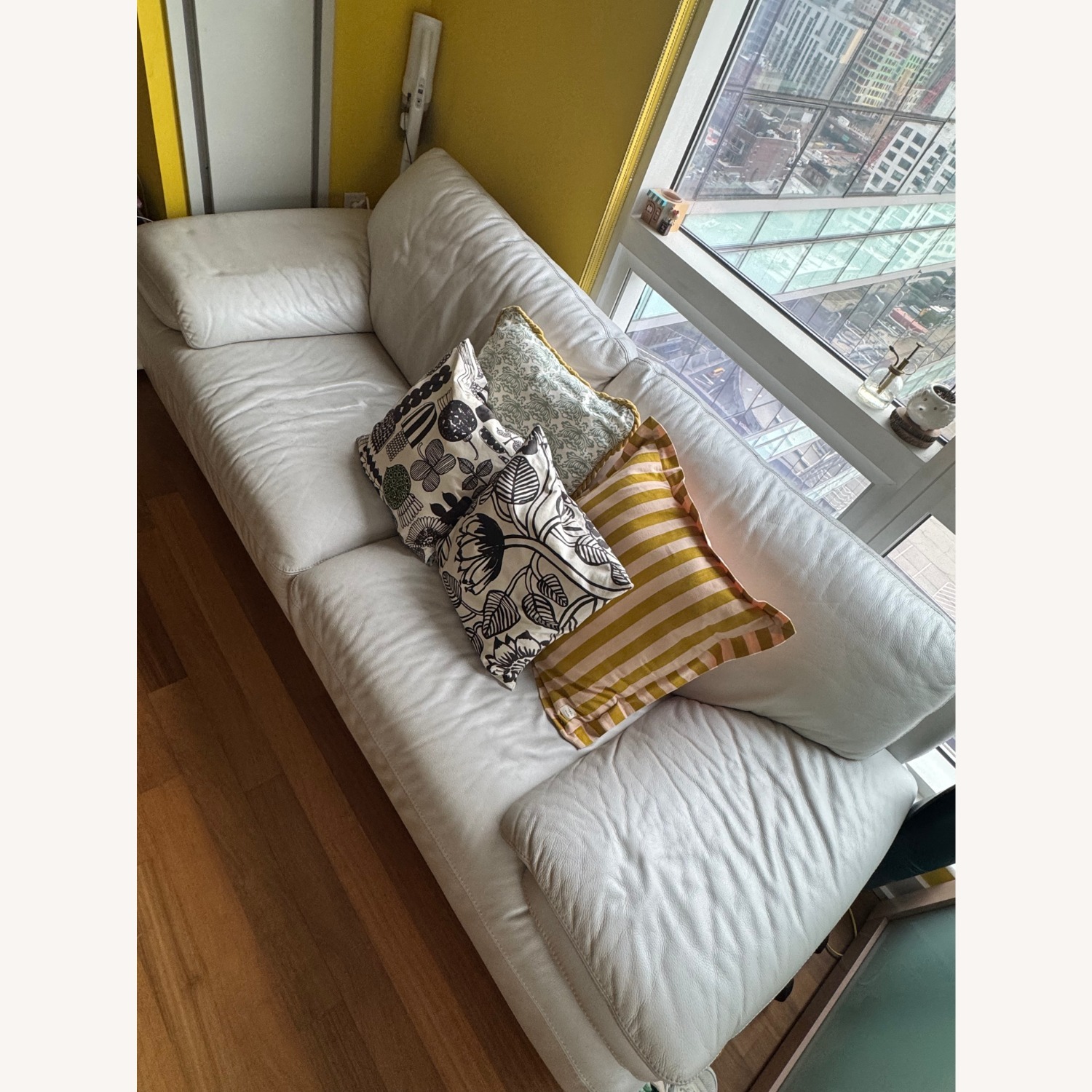 Bloomingdale's Silver Leather Sofa - image-4