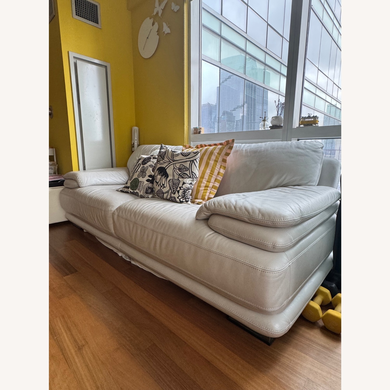 Bloomingdale's Silver Leather Sofa - image-2