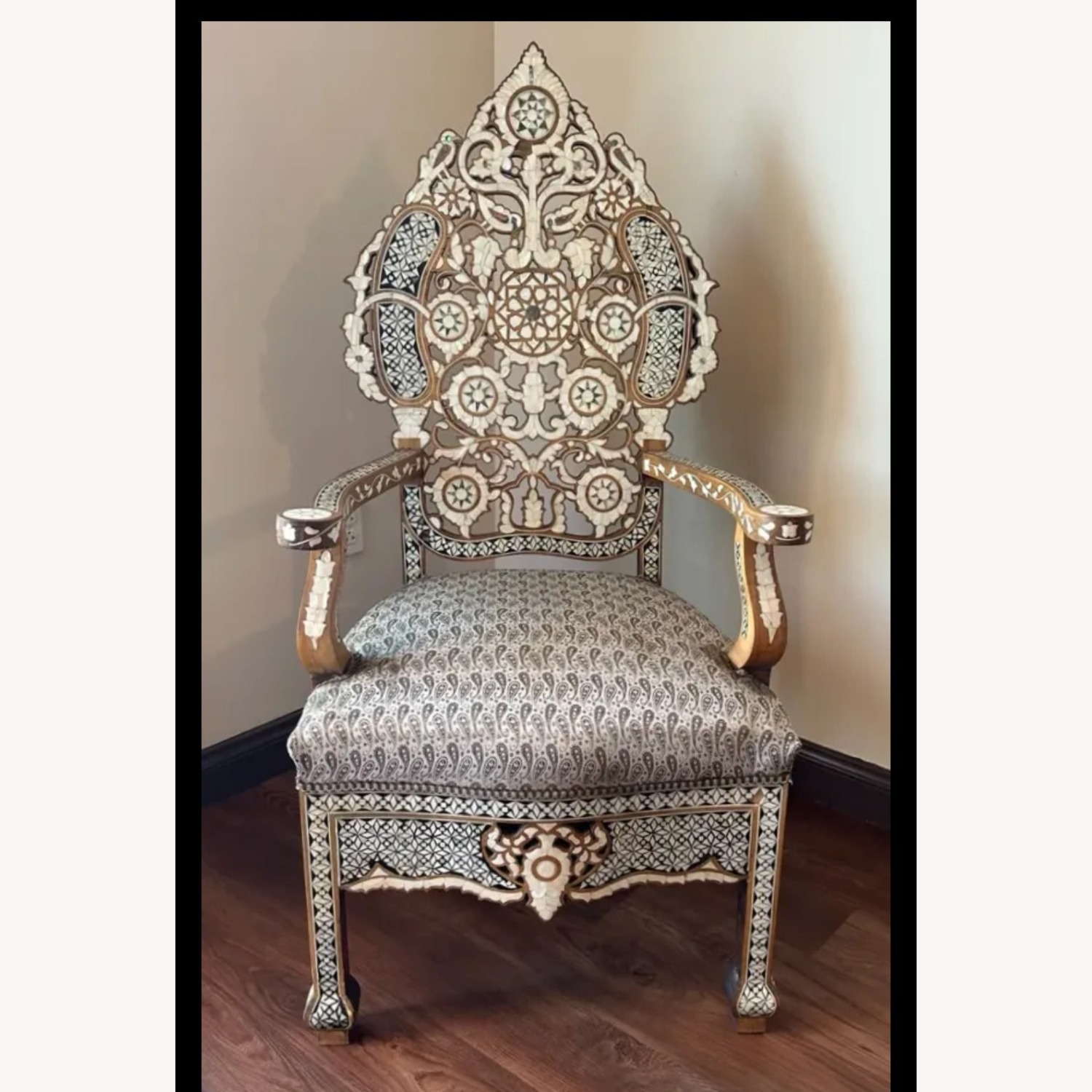 Mid Century Syrian Mother of Pearl Chair - image-1