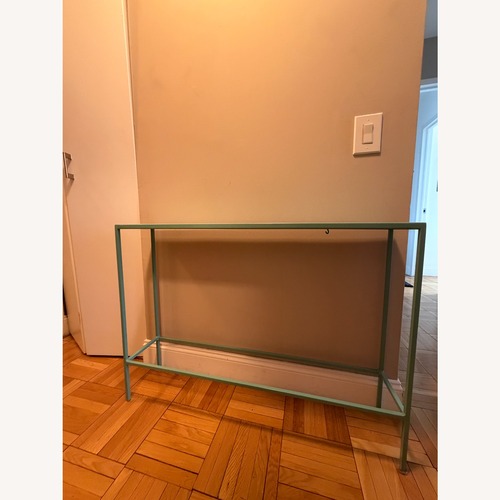 Used Room & Board Turquoise Metal Slim Console Table for sale on AptDeco