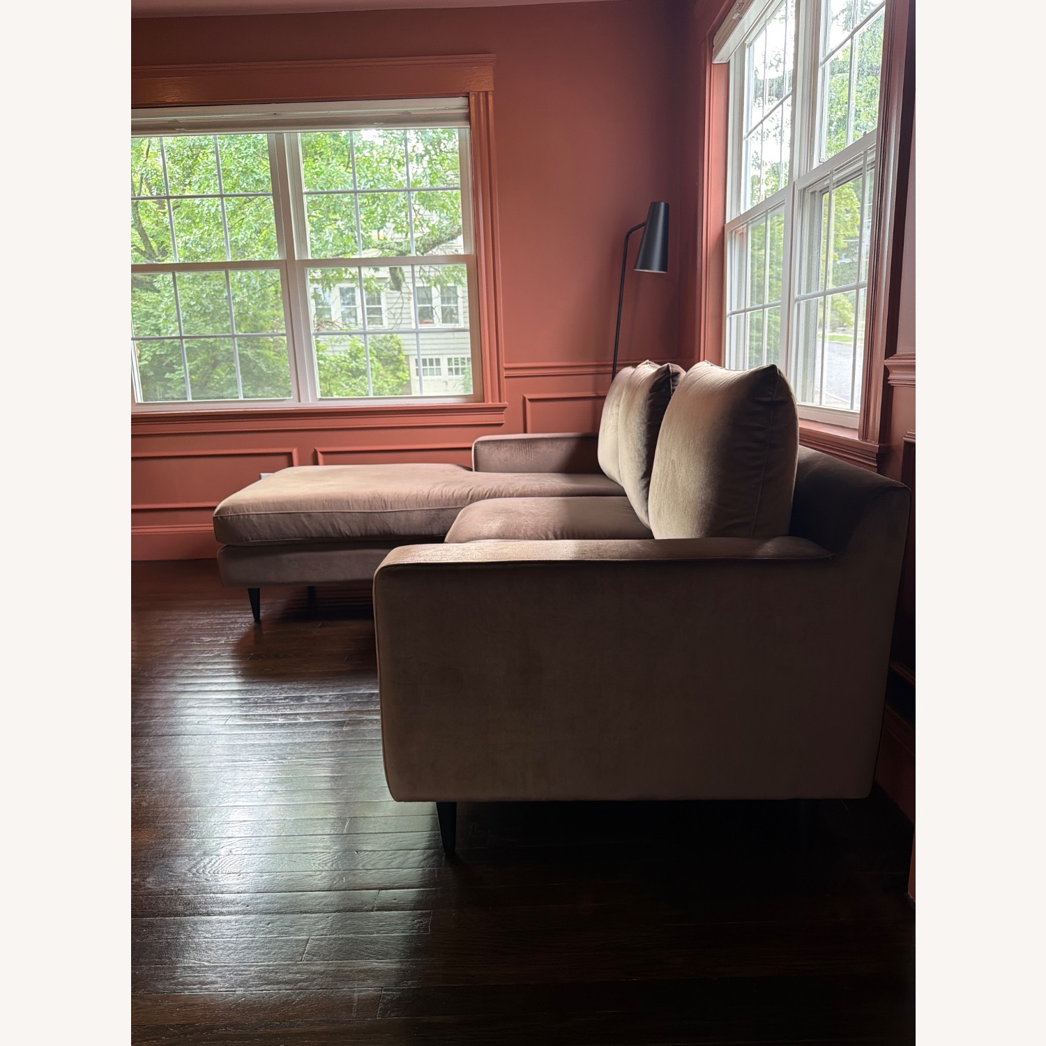 Interior Define Brown Velvet Sloan Sectional - image-3