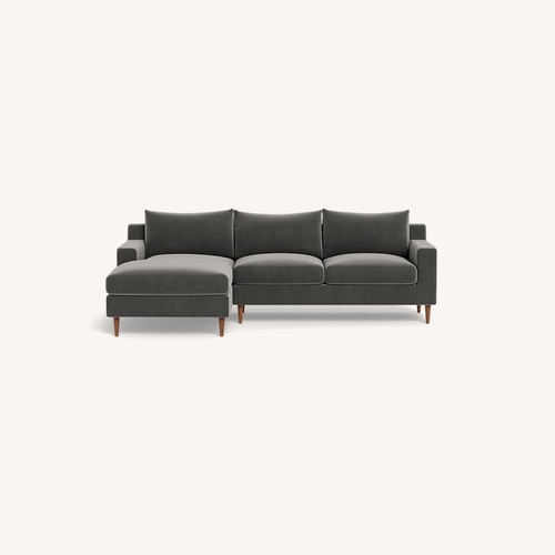 Used Interior Define Brown Velvet Sloan Sectional for sale on AptDeco
