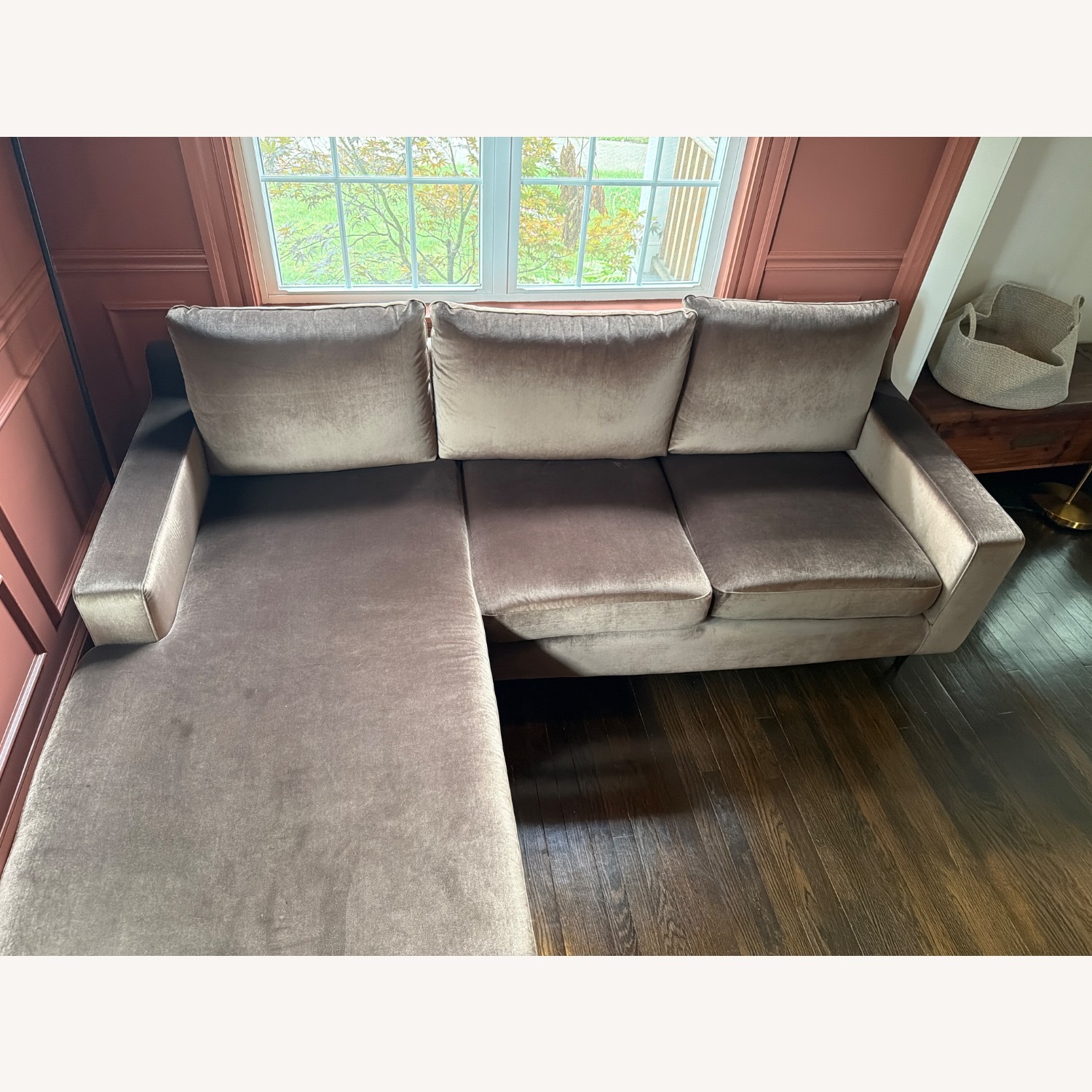 Interior Define Brown Velvet Sloan Sectional - image-4