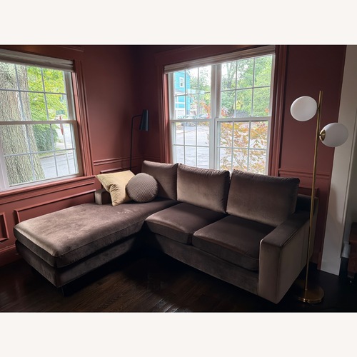 Used Interior Define Brown Velvet Sloan Sectional for sale on AptDeco