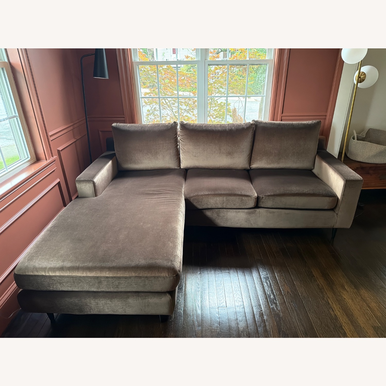 Interior Define Brown Velvet Sloan Sectional - image-2